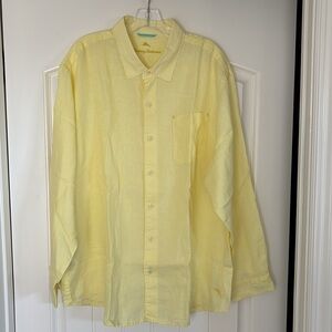 Tommy Bahama Linen Yellow Mens Size‎ 1XLB Textured Long Sleeve Button Shirt